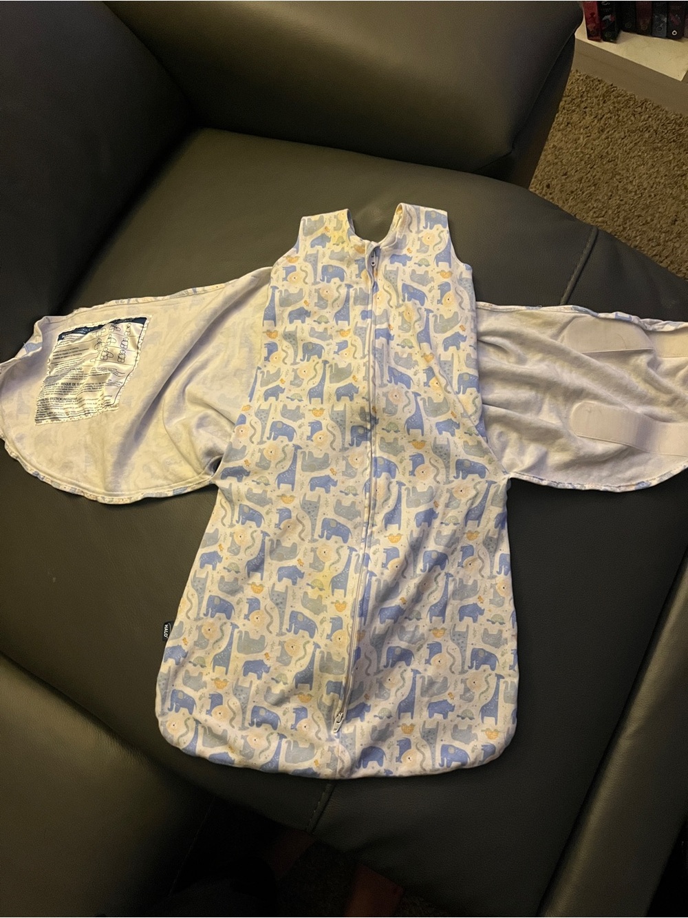 Halo Blue and Cream Animal-Print Sleep Sack Swaddle